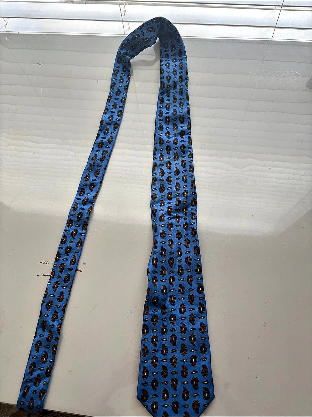 Turnbull & Asser Paisley Silk Tie in Blue & Brown Like New